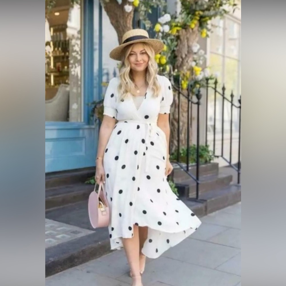 Anthropologie Maeve Breanna Ivory polka dot dress